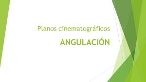 Planos cinematogrficos ANGULACIN La angulacin o ngulo visual