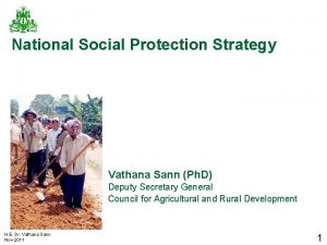 National Social Protection Strategy Vathana Sann Ph D