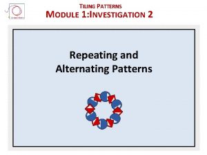 TILING PATTERNS MODULE 1 INVESTIGATION 2 Repeating and