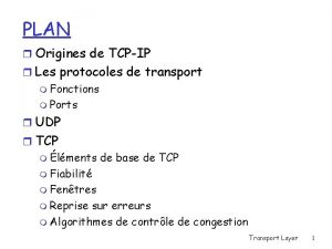 PLAN r Origines de TCPIP r Les protocoles