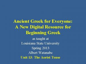 Ancient Greek for Everyone A New Digital Resource