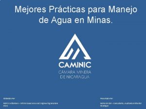 Mejores Prcticas para Manejo de Agua en Minas