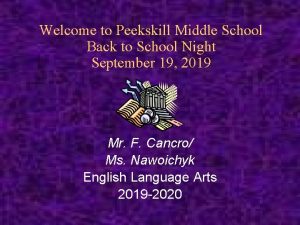 Welcome to Peekskill Middle School Back to School