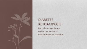 DIABETES KETOACIDOSIS Patricia Arroyo Parejo Pediatrics Resident Holtz