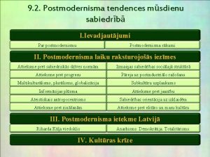 9 2 Postmodernisma tendences msdienu sabiedrb I Ievadjautjumi