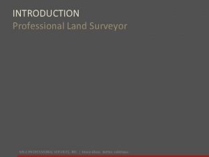 INTRODUCTION Professional Land Surveyor MSA PROFESSIONAL SERVICES INC