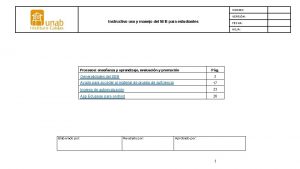 CODIGO VERSIN Instructivo uso y manejo del SEB