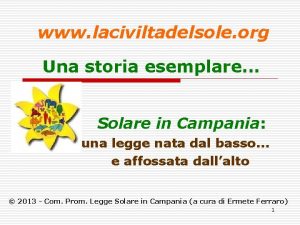 www laciviltadelsole org Una storia esemplare Solare in
