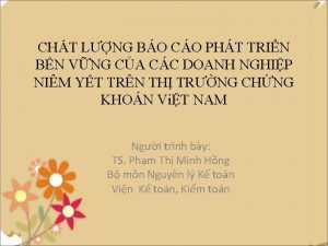 CHT LNG BO CO PHT TRIN BN VNG