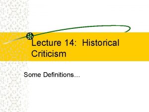 Source criticism definition