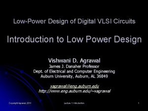 LowPower Design of Digital VLSI Circuits Introduction to