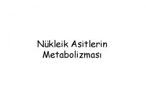 Nkleik Asitlerin Metabolizmas Konu Balklar 1 Nkleik Asitlerin