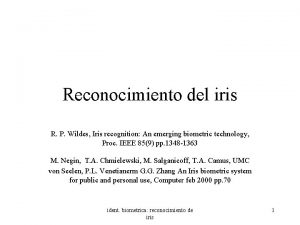 Reconocimiento del iris R P Wildes Iris recognition
