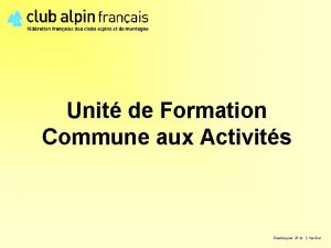 Unit de Formation Commune aux Activits Ralis par