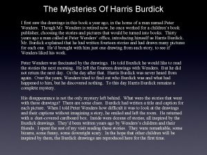 The Mysteries Of Harris Burdick I first saw