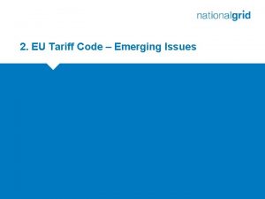 2 EU Tariff Code Emerging Issues EU Tariff