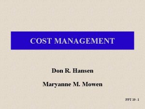 Cost management hansen