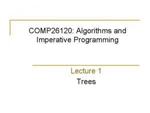 COMP 26120 Algorithms and Imperative Programming Lecture 1