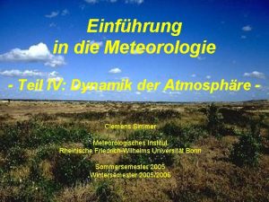 Einfhrung in die Meteorologie Teil IV Dynamik der