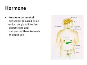 Hormone Hormone a chemical messenger released by an