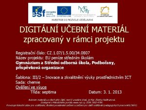 DIGITLN UEBN MATERIL zpracovan v rmci projektu Registran