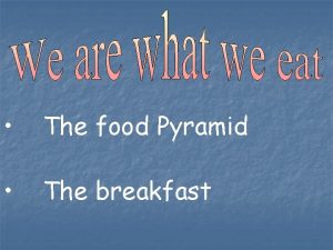 The food Pyramid The breakfast Food pyramid gives