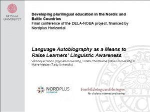 Developing plurilingual education in the Nordic and Baltic