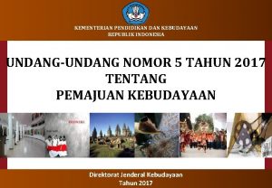 KEMENTERIAN PENDIDIKAN DAN KEBUDAYAAN REPUBLIK INDONESIA UNDANGUNDANG NOMOR