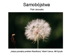 Samobjstwa Piotr Januszko Jedyny powany problem filozoficzny Albert