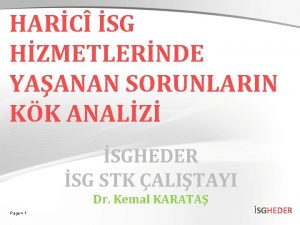 HARC SG HZMETLERNDE YAANAN SORUNLARIN KK ANALZ SGHEDER