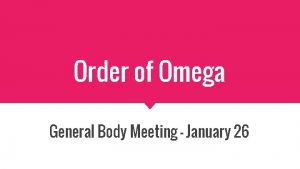 Order of omega ncsu