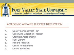 ACADEMIC AFFAIRS BUDGET REDUCTION 1 2 3 4