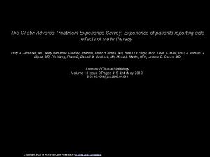 The STatin Adverse Treatment Experience Survey Experience of