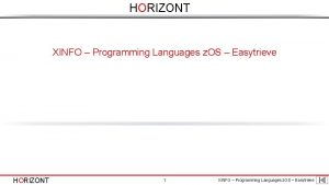 HORIZONT XINFO Programming Languages z OS Easytrieve HORIZONT