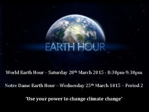 Earth hour prayer