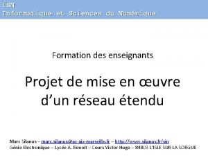 ISN Informatique et Sciences du Numrique Formation des