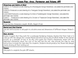 Area and perimeter lesson plan