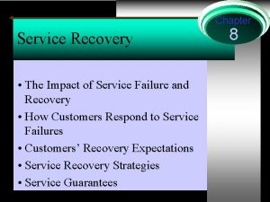 Chapter Service Recovery The Impact of Service Failure