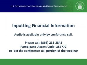 Inputting Financial Information Audio is available only by