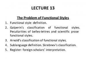 Classification of functional styles