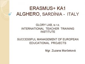 ERASMUS KA 1 ALGHERO SARDNIA ITALY GLORY LAB