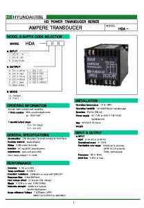 HD POWER TRANSDUCER SERIES MODEL AMPERE TRANSDUCER HDA