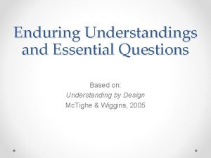 Enduring understanding Enduring understanding