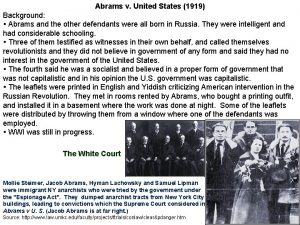 Abrams v United States 1919 Background Abrams and