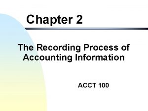 Chapter 2 The Recording Process of Accounting Information