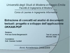 Universit degli Studi di Modena e Reggio Emilia