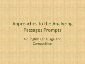 Analyzing passages