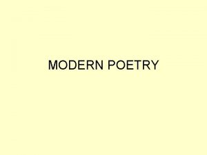 Experimentation in modern poetry