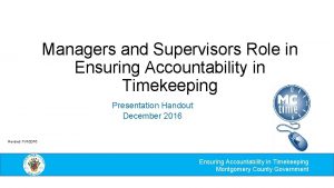 Managers and Supervisors Role in Ensuring Accountability in