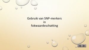 Gebruik van SNPmerkers in fokwaardeschatting INLEIDING Wat is